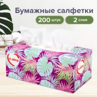 Салфетки косметические 200 шт. в картонном боксе 2-слойные