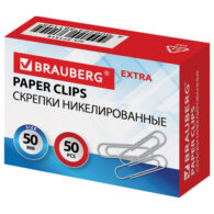 Скрепки большие EXTRA BRAUBERG 50 мм никелированные 50 штук